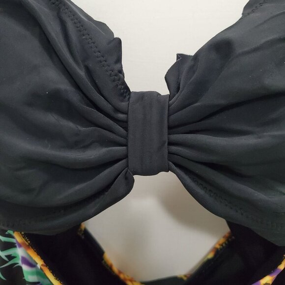 Bower Millet Women's Black Scalloped Top Cut Out Pineapple‎ One Piece Swimsuit M - Picture 2 of 8